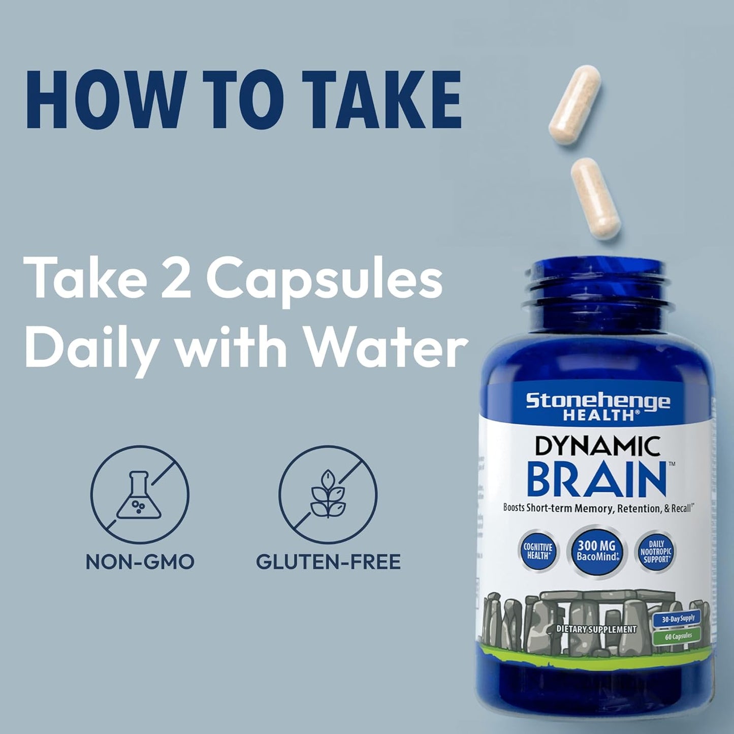 Stonehenge Health Dynamic Brain 300mg BacoMind – 60 Capsules Dietary Supplement
