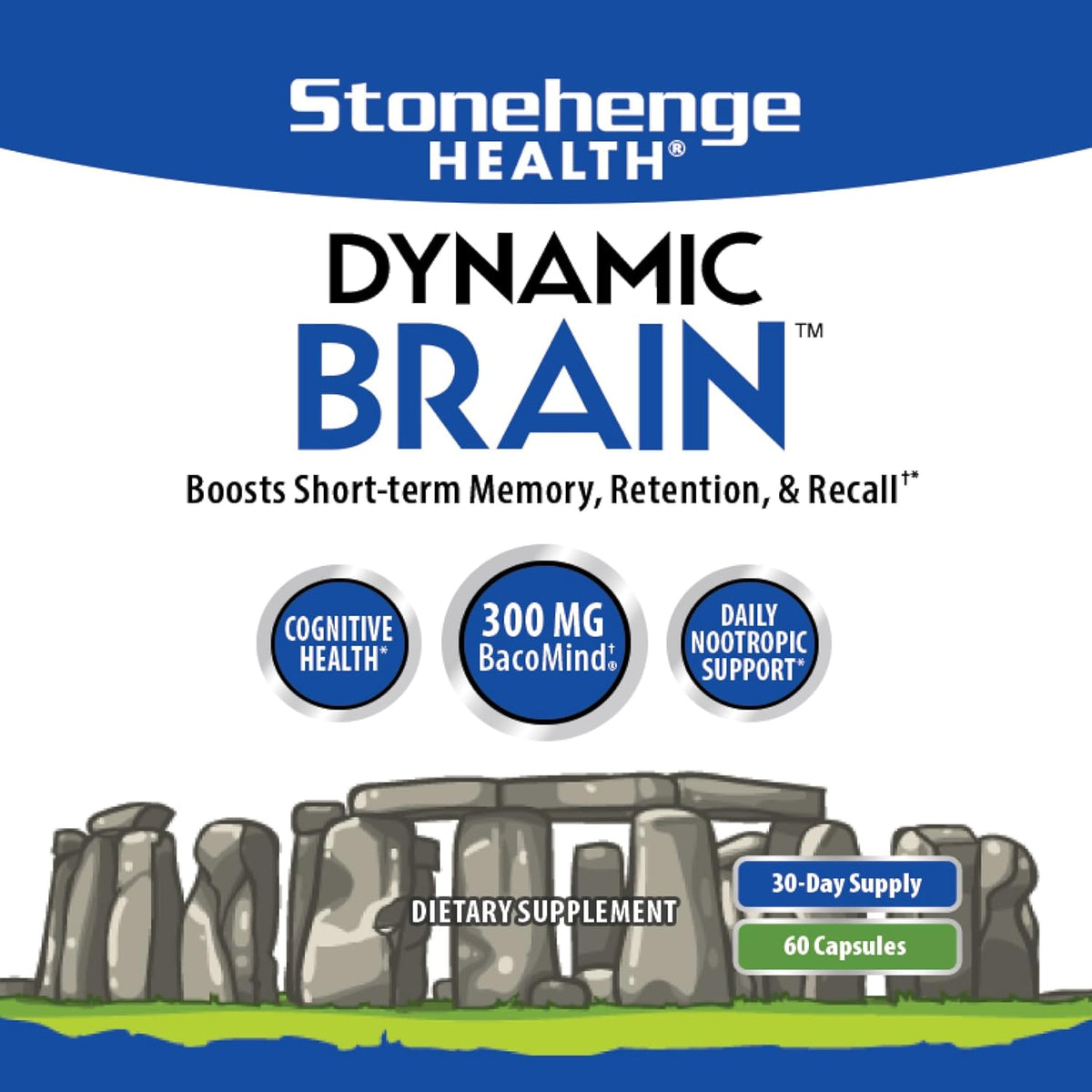 Stonehenge Health Dynamic Brain 300mg BacoMind – 60 Capsules Dietary Supplement