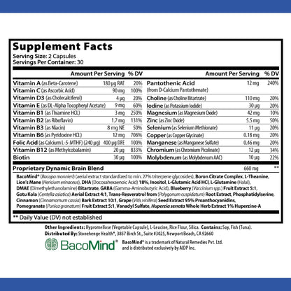 Stonehenge Health Dynamic Brain 300mg BacoMind – 60 Capsules Dietary Supplement